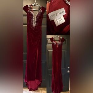 Ashley Lauren Burgundy Prom Dress